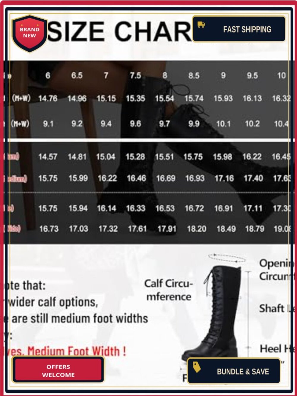 Lace-Up Platform Chunky Heel Knee High Combat Boots - Picture 5 of 6
